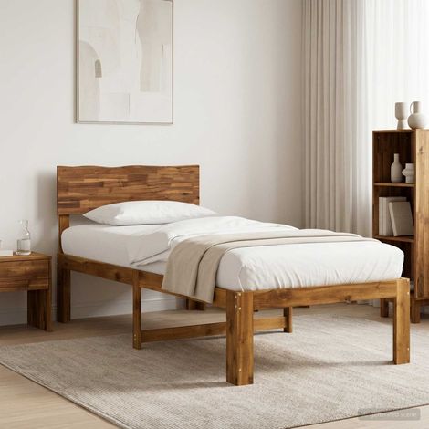 vidaXL Single Bed Frame with Headboard ROSTOCK Natural 90 x 190 cm (1/5)