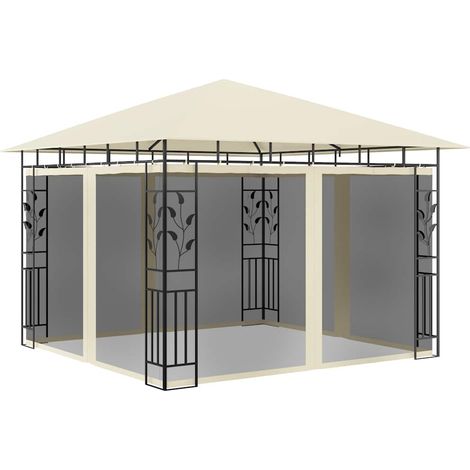 Belvédère avec moustiquaire 3x3x2,73 m Crème 180 g/m² (1/5)