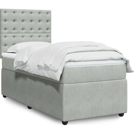Boxspringbett mit Matratze Hellgrau 90x190 cm Samt (1/5)