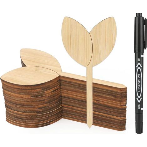 30 Stück 12 cm große Gartenetiketten aus Bambus, Pflanzenetiketten für den Garten, Gemüsebeete, Setzlinge, geeignet für Sukkulenten und Blumen