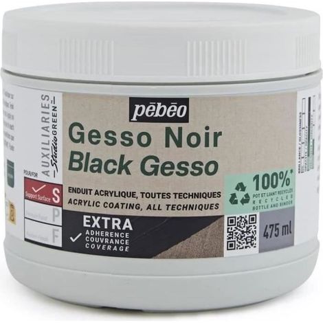 Gesso - Pébéo - Studio Green - 475ml - Noir - Finition Mat