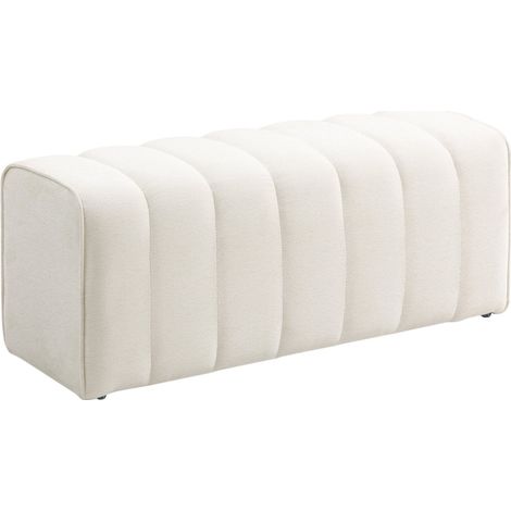 Panca moderna da camera con struttura in legno, imbottita, crema bianco, 110 x 40 x 44 cm (1/5)