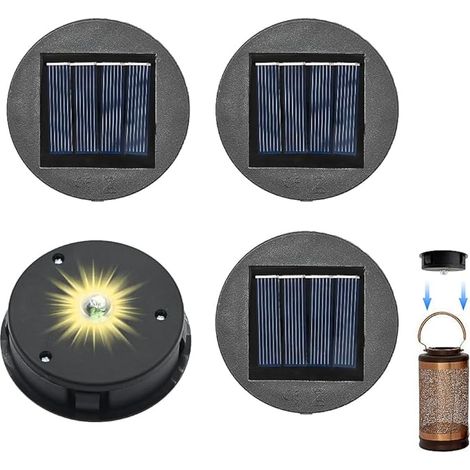 Lampes Solaires De Rechange, 4 Pièces 8cm Lampe Solaire De Rechange Pour Lantern, Panneau Solaire Lanterne Couvercle De Rechange,Remplacement De Lumières Solaires Top Pour Extérieur Décoration (1/5)