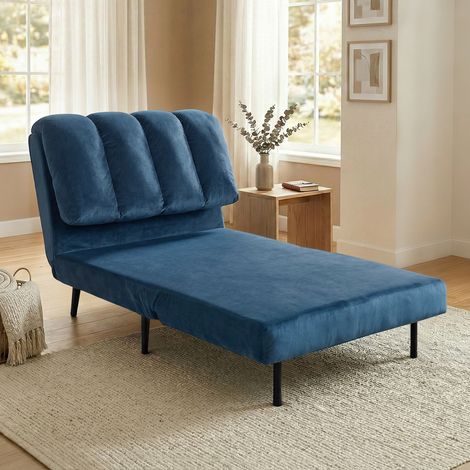 Canapé Lit Pliable Transformable avec Dossier Réglable, Bleu (1/5)