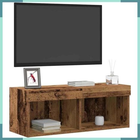 862200 Ensemble meuble TV avec LED Bois ancien 80 x 30 x 30 cm (1/5)