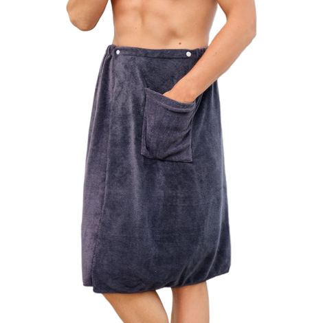 Peignoir Serviette De Bain Homme - 70x140 cm - Polyester Absorbant - Pour Bain Spa Piscine Plage - 1 Pièce (1/5)