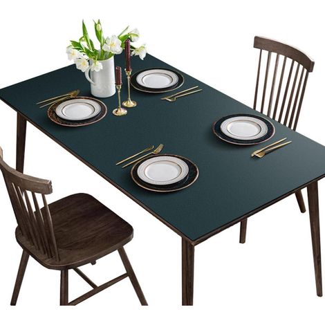 Leder Tischdecke 70x70 cm Pfauengrün, wasserdicht, rutschfest, abwaschbar
