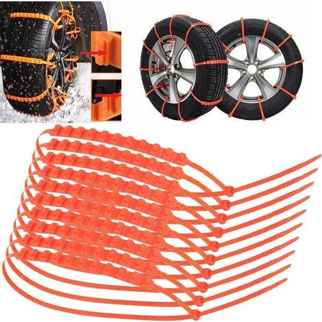 Set di 10 catene da neve antiscivolo in nylon per pneumatici auto, ideali per la guida invernale di camion e SUV (1/5)