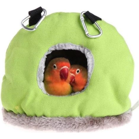 Nid À Suspendre - Peluche Épaisse - Pour Oiseaux Et Petits Animaux - Vert Gris - Taille S (1/5)