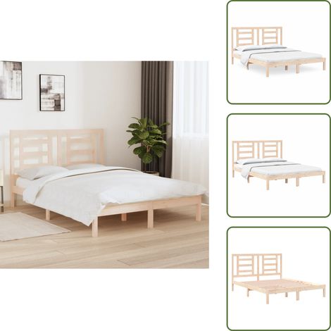 Cadre de lit sans matelas 160x200 cm bois massif de pin - Cadre De Lit - Lit Double - Lit En Bois - Meuble De Chambre - Design Moderne (1/5)