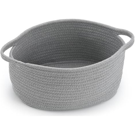 Panier De Rangement Tissé - Coton Naturel - 13 x 8 x 6 Pouces - Poignées Renforcées - Pour Bébé Jouets Articles De Salle De Bain - 1 Pièce (1/4)