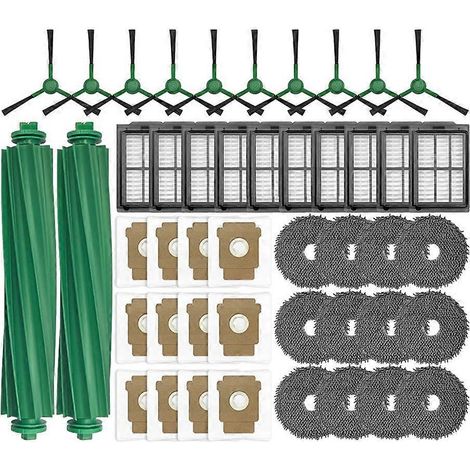 Ersatzteile für den iRobot Roomba Plus 405 Combo / 505 Combo Staubsauger: Hauptbürste, HEPA-Filter, Staubbeutel, Reinigungstuch und Zubehör. (1/5)