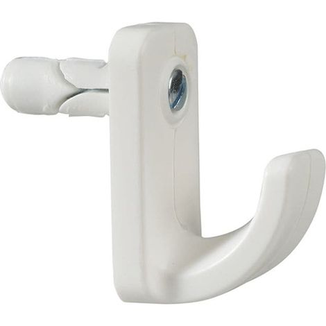 Plasplugs HW124 white hollow door hook – Regular duty for hollow doors, plywood, fibreglass – Includes drill guide and integral fixing – Plastikote (1/3)