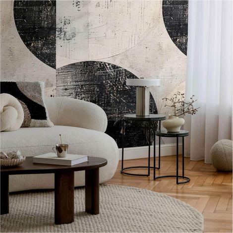 Photo wallpaper wall Profhome 791441 hot embossed non-woven wallpaper slightly textured with geometric shapes matt black cream silk grey beige 1,59 m x 2,8 m (1/5)