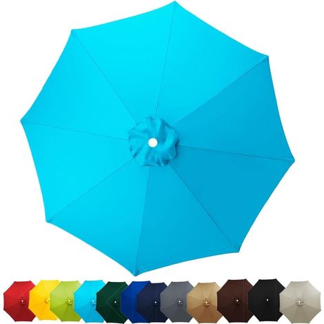 Auvent de Remplacement Baleines Toile de Rechange, Housse de Rechange pour Parasol De Jardin Terrasse Plage(Bleu Ciel,3.5M/8 Arms)