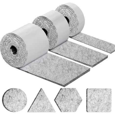 Patins pour Meubles Auto-adhésifs, Patins Chaises Meubles 3 Rouleaux (100 10cm+100 5cm+100 2cm), Tampon Chaise 4mm-Épais Patin Feutre (1/5)