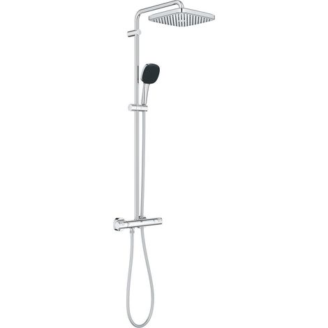 Grohe Columna de ducha Vitalio Comfort 250 con mezclador termostático + ducha mural + teleducha de 2 chorros, cromo (26696002)