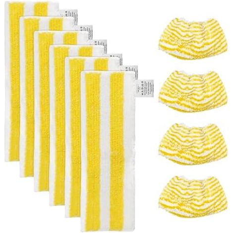 Lot de 10 Lingettes Microfibre, Kärcher EasyFix, Rechange, Balai Vapeur, Lavable, Compatible (1/5)