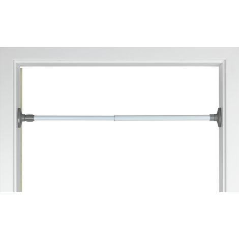 WENKO Teleskop-Klemmstange Herkules 47-80cm, Klemmregal, Wei , pulverbeschichtetes Metall wei , Kunststoff (ABS) hellgrau, Polyvinylchlorid wei