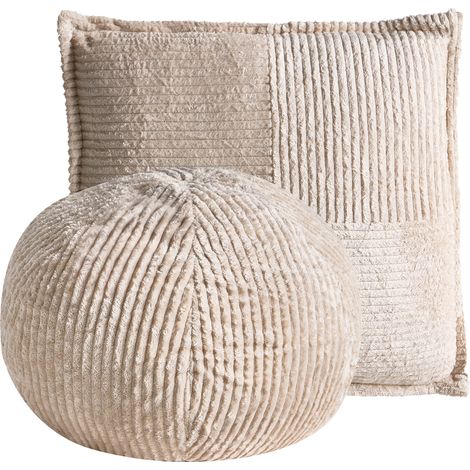 Conjunto de 2 cojines decorativos esfera de pana con estampado liso 45 x 45 cm 30 x 30 cm beige claro Maranta