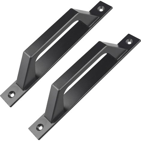 Lot de 2 Poignée de Porte Coulissante 200mm, Aluminium Massif Noir Mat, Saillie réduite de 43mm pour Systèmes Bypass, Poignée Industrielle Antirouille pour Porte de Grange, Abri de Jardin (1/5)