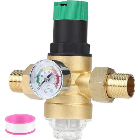Régulateur de pression compatible avec l'eau, avec manomètre et filtre, DN20 (3/4 pouce). (1/5)