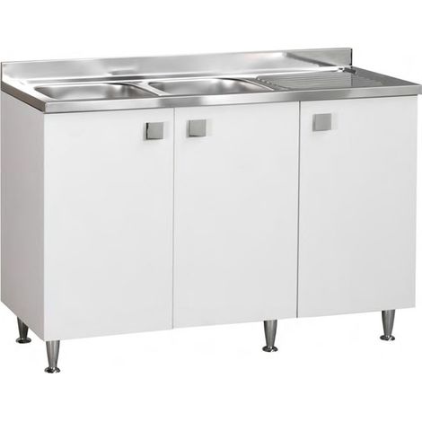 Sottolavello con lavello cucina 3 ante Bianco vasche sinistra Cm 120x50xh.91 - consegnato già montato