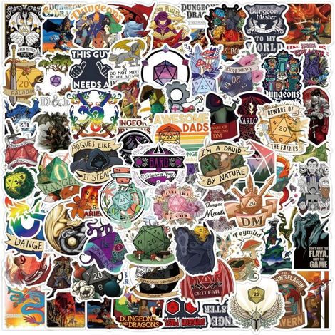 2100 Autocollants Donjons et Dragons - Autocollants Anime Esthétique pour ordinateurs portables d'adolescents - Autocollants en vinyle imperméables pour adultes (1/5)