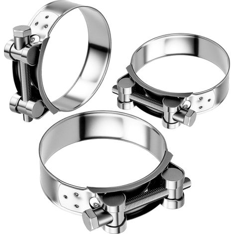 Manchon Echappement 74-79mm Collier Echappement 3 Pièces Moto D'échappement Pinces Turbo Collier de Serrage Inox Tuyaux Gaines Ventilation pour Accessoires de Tuyaux D'échappement (1/5)
