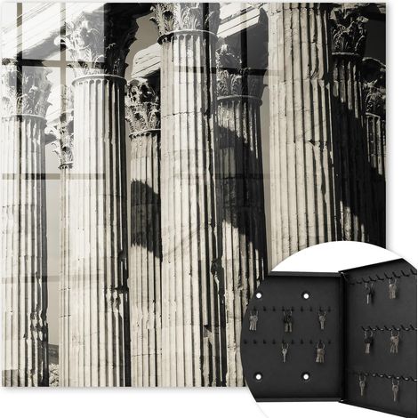 Armoire à clés - (30 cm x 30 cm) - Boîte à clés murale - Coffret de rangement pour clés - Couleur noire - Ouverture vers la droite - Pour maison et bureau - Colonnes antiques (1/5)
