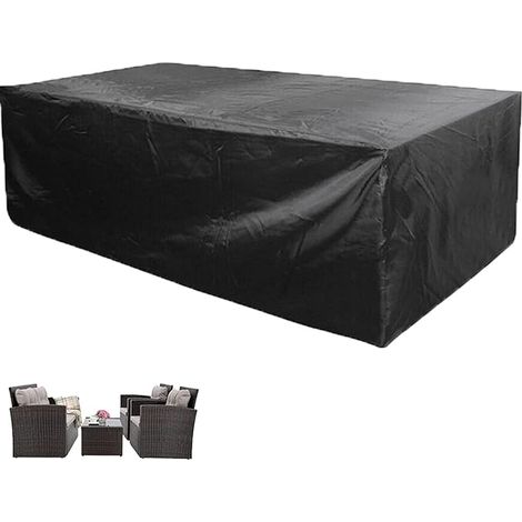 Wasserdichte quadratische Terrassenmöbelabdeckung 213 x 132 x 74 cm, rechteckige Terrassentischabdeckung, Oxford, geeignet für rechteckige Tisch- und Stuhlsets