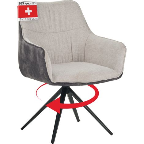 Albatros Drehstuhl PULA, moderne Drehstühle fürs Esszimmer, Küche, Konferenzraum oder Büro, Küchenstühle Esszimmerstühle mit Drehfunktion und dicker Polsterung, Stoff Beige (1/5)