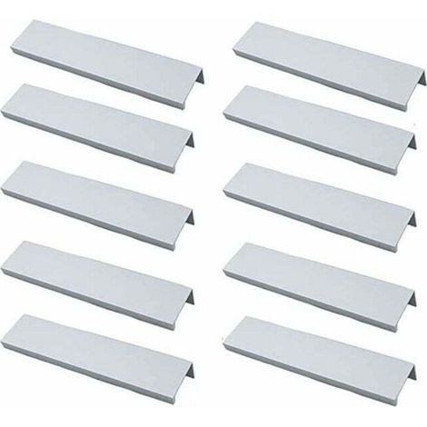 Ersandy – Lot de 10 poignées de meuble invisibles en aluminium brossé – Entraxe 96mm – Résistance à la rouille – Installation facile avec vis fournies