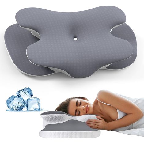 Oreiller Memoire Forme pour Tous Les Types de Dormeurs Oreiller Orthopédique Ergonomique,Oreiller Cervical avec Taie d'oreiller Amovible (1/5)
