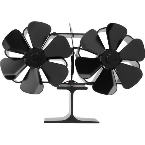 Eosnow Doppelkopf-Kaminventilator, 6 Flügel, thermische Leistung, schwarzer Ofen, hochtemperaturbeständig, umweltfreundlich