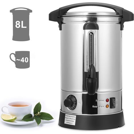 Wolketon Distributeur de boissons chaudes 8 L en inox 304, 1500 W, 30–110 °C, robinet et bac amovible (1/5)
