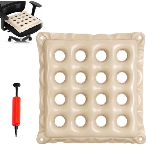 JSSEVN-Coussin Gonflable Coccyx, Bouée Coccyx Inflatable avec Pompe mit 16 Trous, Coussin Anti Escarres Fessier pour Voyage, Chaises De Bureau (1/5)