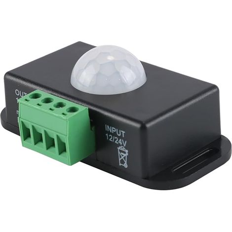 Détecteur de mouvement PIR 12V/24V Infrarouge LED Dimmer Interrupteur Fonction de détection de mouvement Contrôleur automatique pour bandes lumineuses LED - Noir