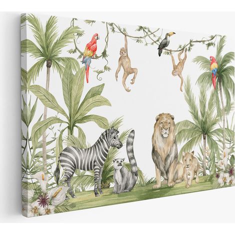 Tableau toile Enfants - Animaux de la Jungle (1/2)