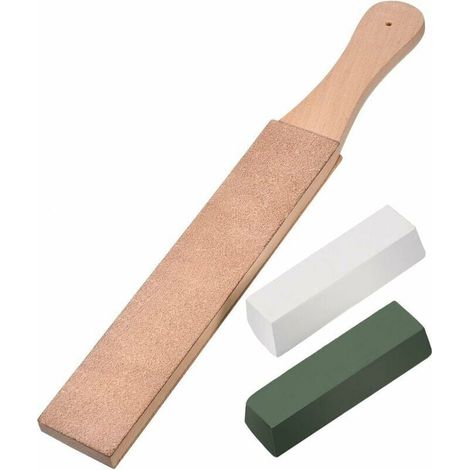 Kit de piezas de correas de cuero, bloque de bloqueo de correa de cuero de doble cara con compuestos de pulido verde blanco (tamaño grande) (1/4)