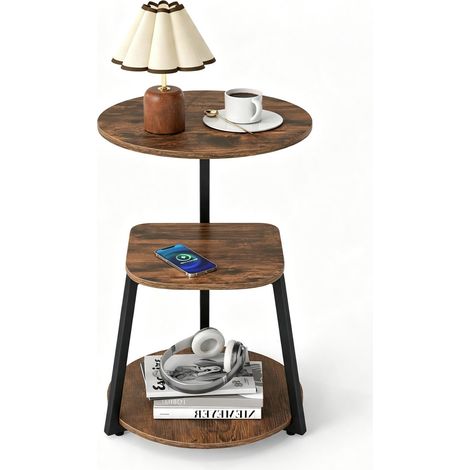 COSTWAY Tavolino da Divano a 3 Livelli, 42,5 x 42,5 x 61 cm (1)
