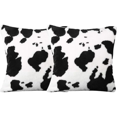 Lot de 2 Housses de Coussin 45x45 cm, Taies d'Oreiller Décoratives, Housse Motif Peau de Vache pour Maison, Bureau et Décoration (1/4)