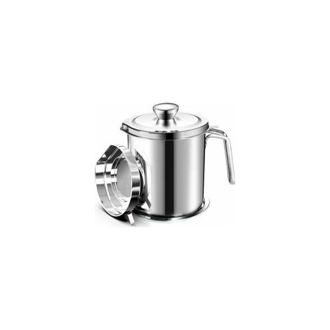 Oil Pot de graisse pour bidon de stockage en acier inoxydable avec bidon de 2 litres en Couvercle anti-poussière pour tamis à mailles fines Plaque antidérapante stockage d'huile de friture, avec carac (1/5)