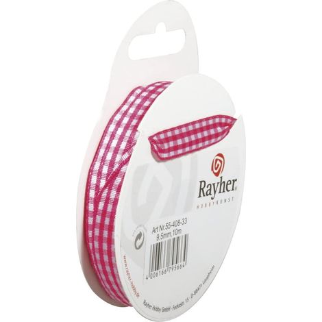 RAYHER - NASTRO DI RASO ORGANZA - COLORE FUKSIA E BAINCO 9,5MMx10MT