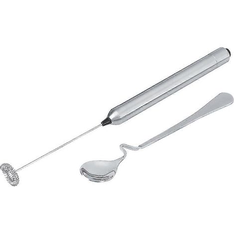 Mousseur à lait électrique portatif en acier inoxydable 25-26, fonctionnant sur piles, avec cuillère. (1/4)