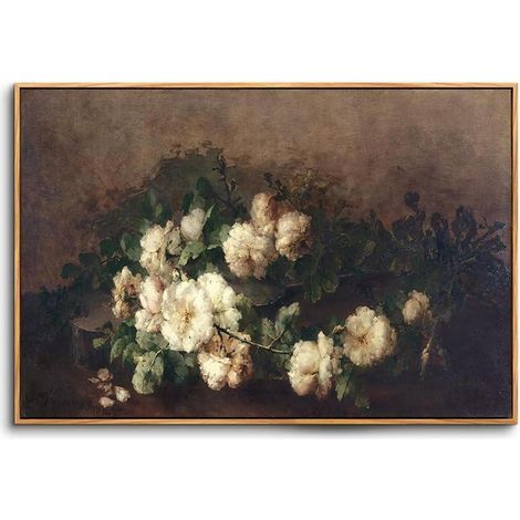 Leinwandbilder 60x90 cm Vintage Blume-Rahmen Holz 90L x 60B cm (1/5)