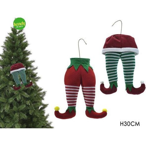 Pendaglio Gambe Elfo Handy H 30cm Rosso con Verde Colori Assortiti