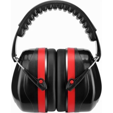 Casque Antibruit Pliable SNR 32dB Protection Auditive EM-5002B Oreille Défenseur Noir et Rouge (1/4)
