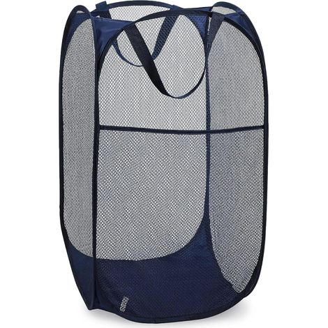 Panier à linge pliable en filet pratique - Panier à linge sale pliable avec poignées résistantes, 35,5 x 35,5 x 61 cm, idéal pour l'organisation de la maison, la buanderie et les chambres d'étudiants (1/5)