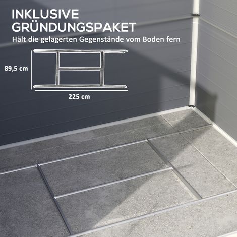 Abri de jardin 4,1 m³, cabanon à toit plat 240x190x180/228 cm, remise avec porte verrouillable et fenêtre, garage à vélos, rangement extérieur en aluminium, gris, pour cour et jardin. (1/5)